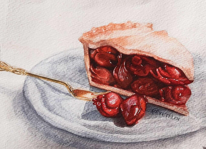 "Cherry Pie", Watercolour (2021)